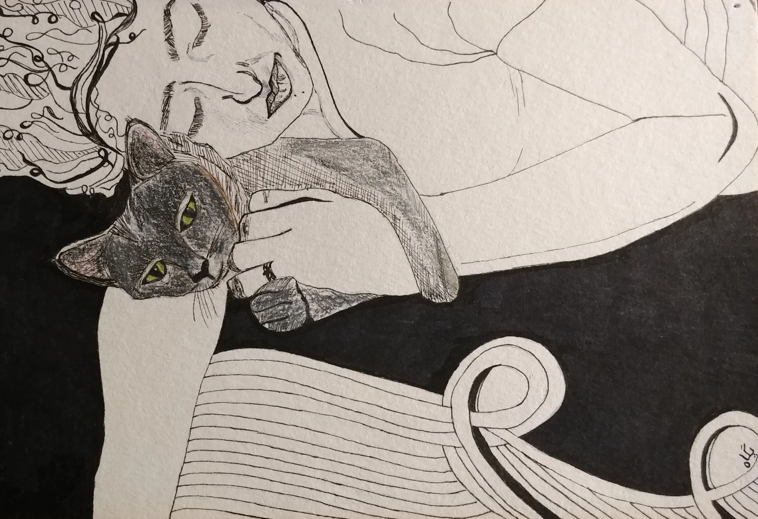Happy to be Here
2019 – Ink on paper, 5.5" x 9.5"
(Exhibited at M. Rosetta Hunter Art Gallery - Seattle, WA)