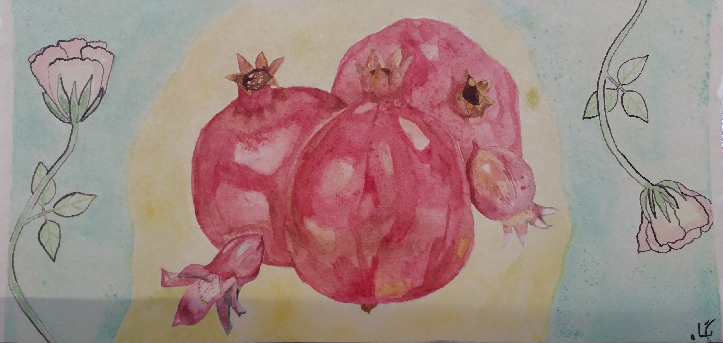 Pomegranates
2018 – Watercolor and marker on paper, 10" x 18"
