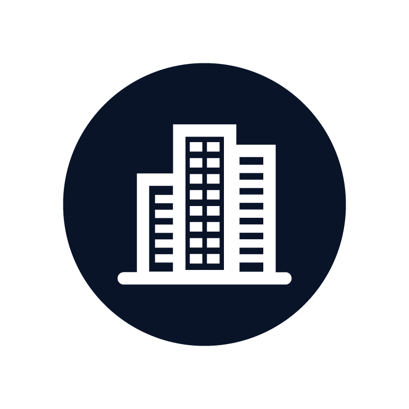 Icon of a tall building with multiple windows, representing a city skyscraper or office building.