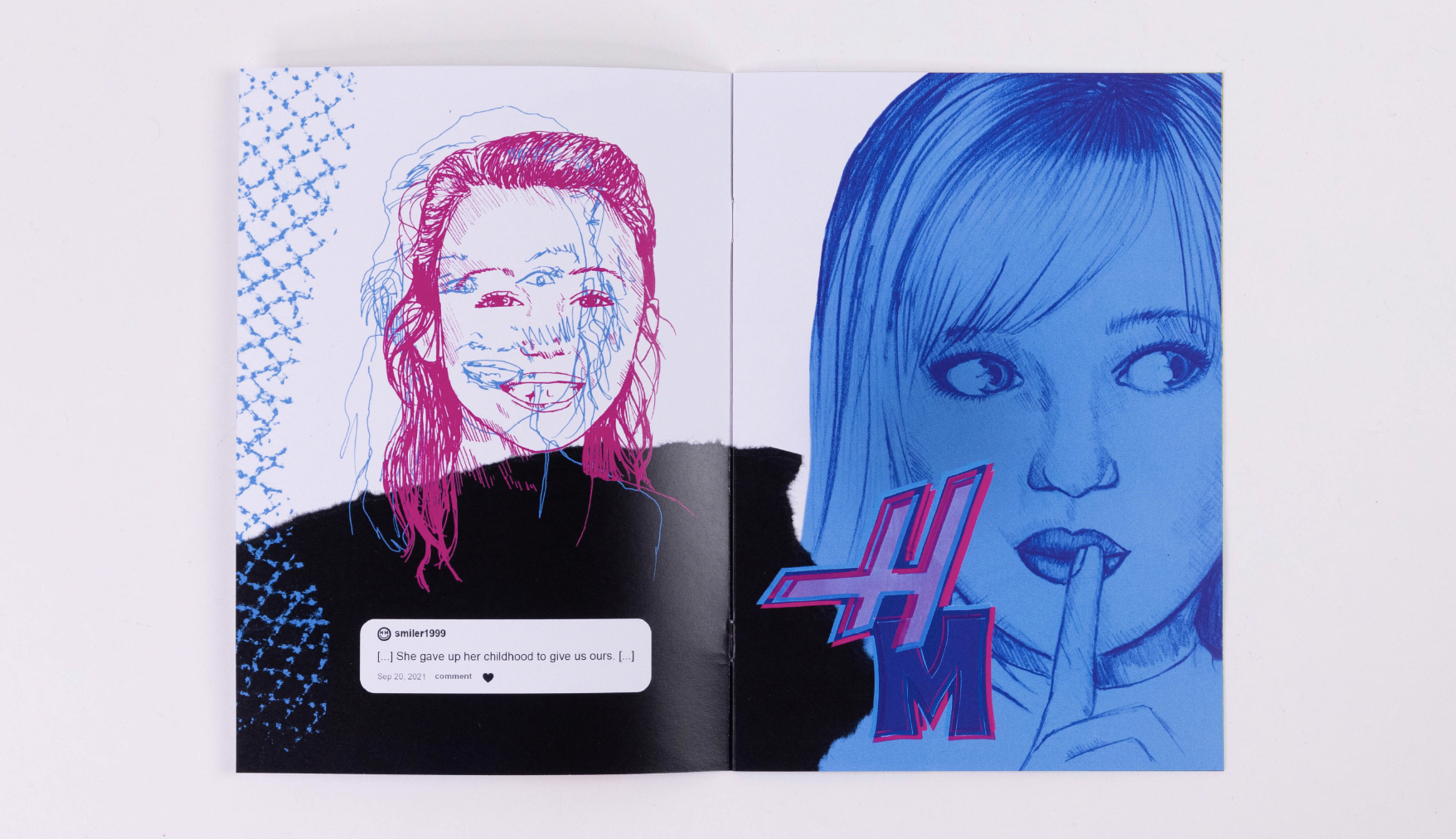 Erste Doppelseite vom Minizine über Miley Cyrus mit Kinderfoto und als Hannah Montana