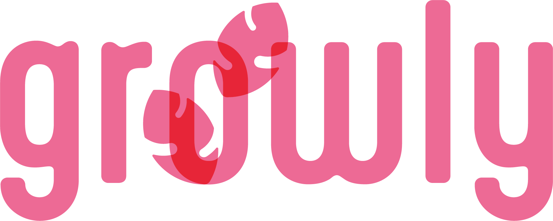 Logo von Pflanzenkletterhilfe "growly" in Form von Blättern aus pinkem Acrylglas, die ineinandergesteckt werden können.