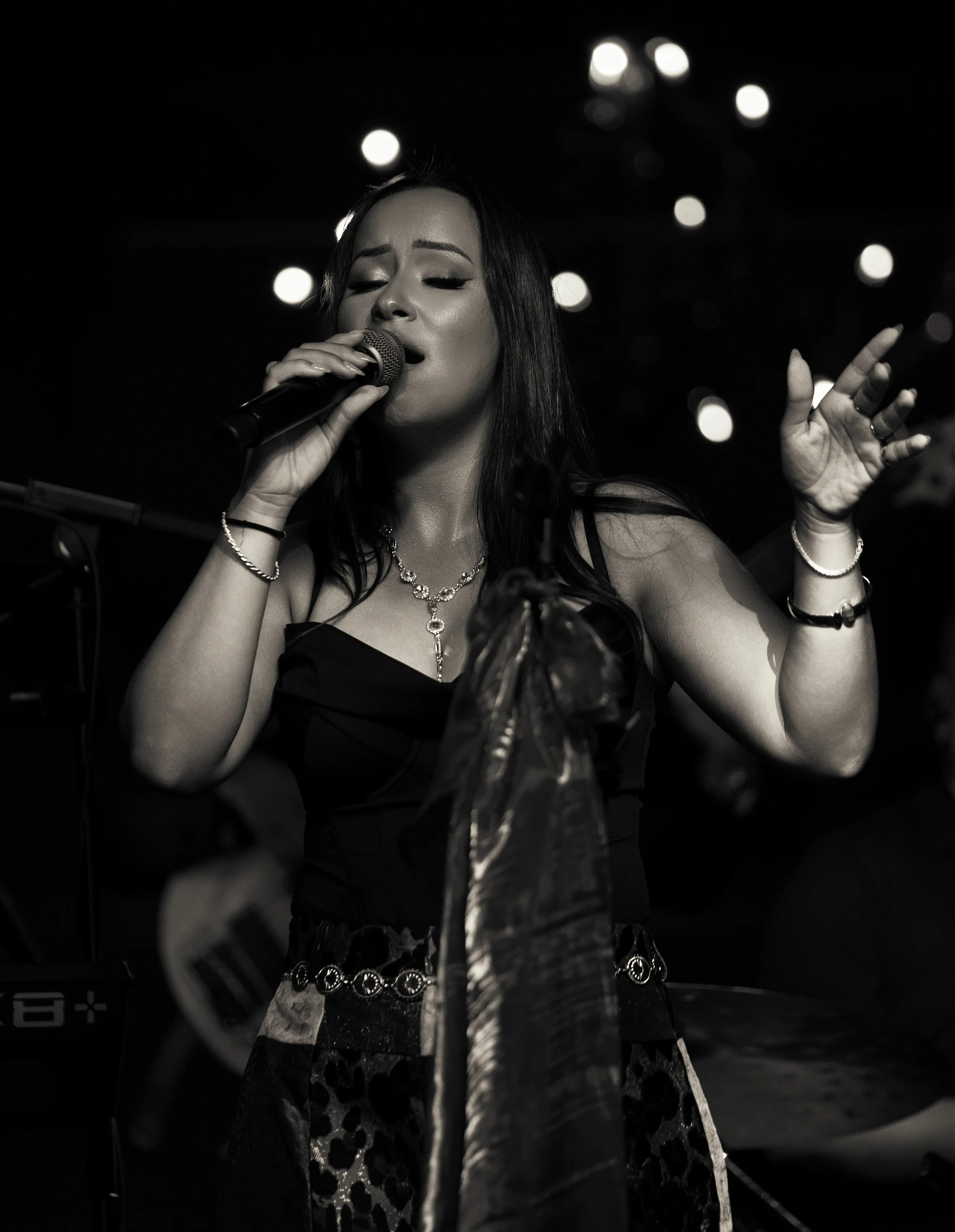 Soule Society vocalist performing live with soulful vocals and luxury entertainment atmosphere for weddings and special events.