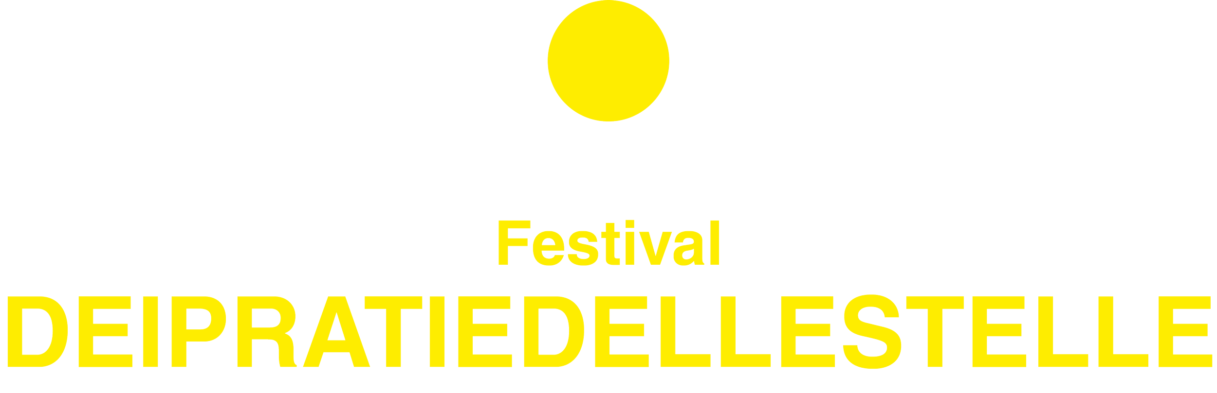 Logo del Festival delle Stelle Cadenti con una luna gialla sopra. Testo in italiano con parole chiave evidenziate in giallo.