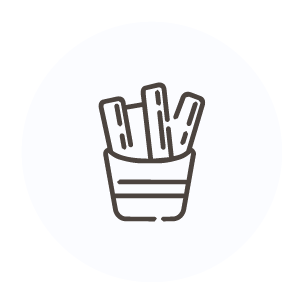 A simple line drawing of a container holding several cutlery utensils.