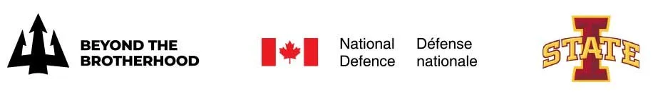 Logos of Beyond the Brotherhood, National Defence, and Iowa State University.