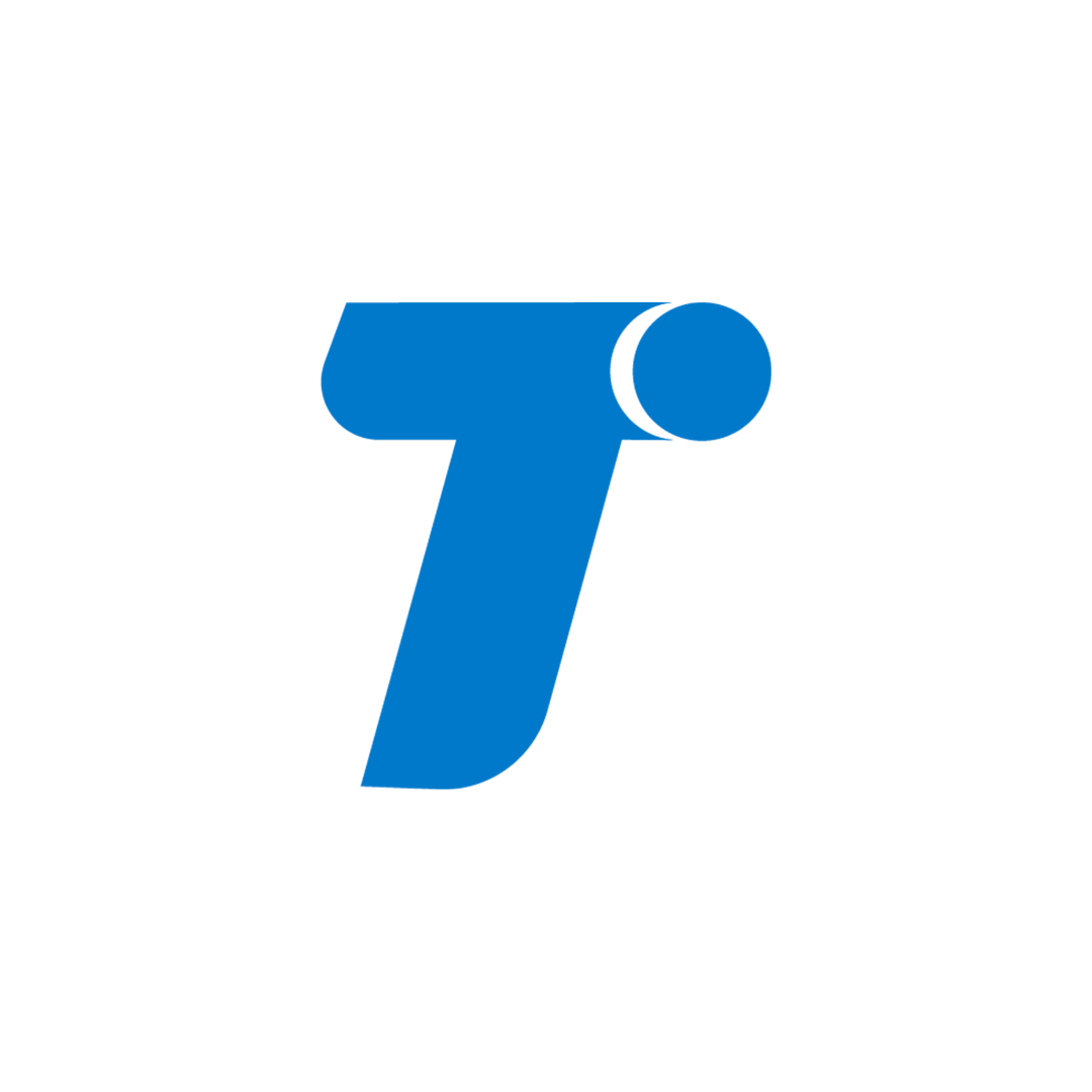 Logo of a stylized blue letter 'J' with a black outline, featuring a blue circle on top, on a white background.
