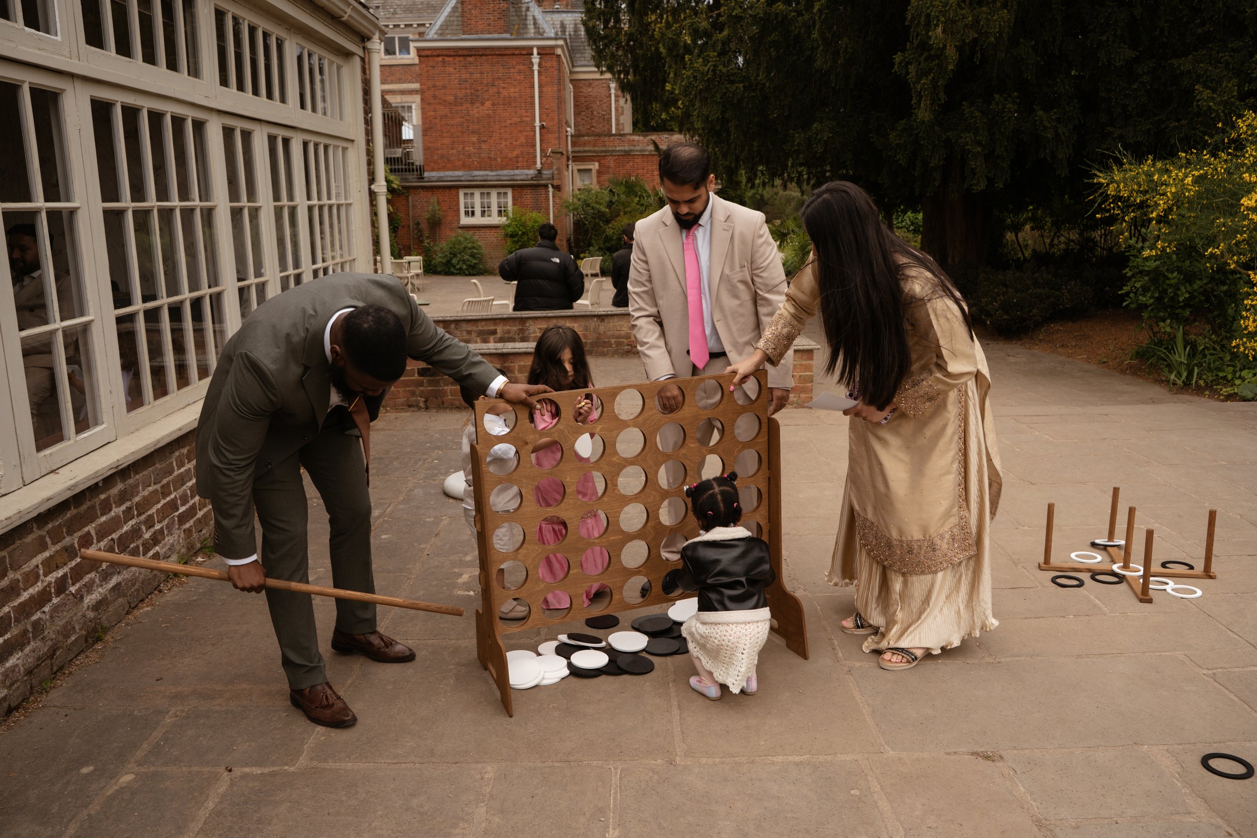 garden games including Giant Jenga, Giant Connect Four, Giant Cornhole, Giant Ring Toss, Giant Dominoes and Giant Noughts & Crosses for weddings, corporate events and private parties across London and Essex.