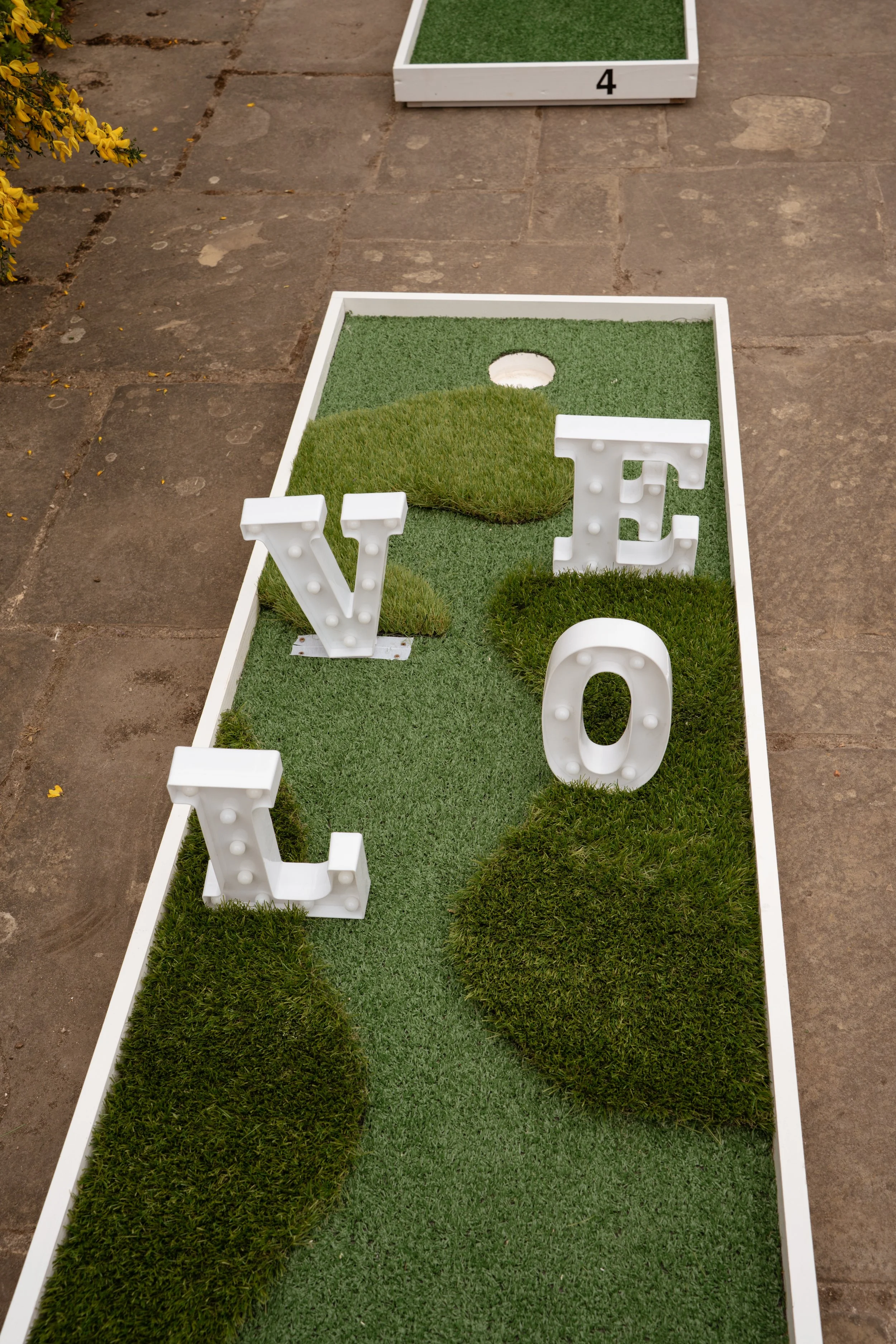 Giant outdoor games and mini golf including Giant Jenga, Giant Connect Four, Cornhole, Ring Toss, Dominoes and Noughts & Crosses for hire across London and Essex.
