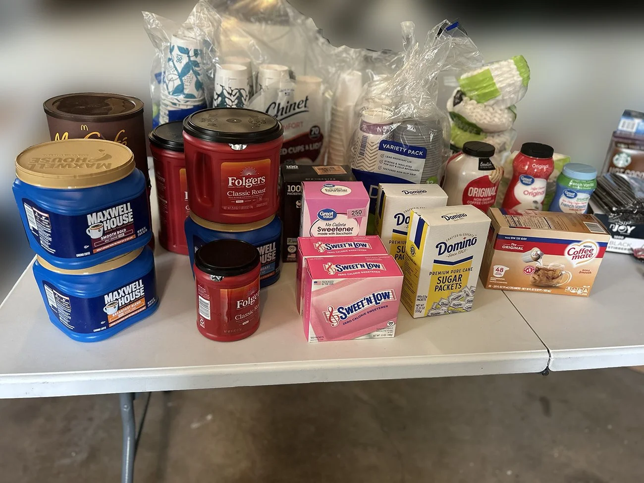 A few of the donated items from Marian Catholic High School's Warm Beverage Drive
