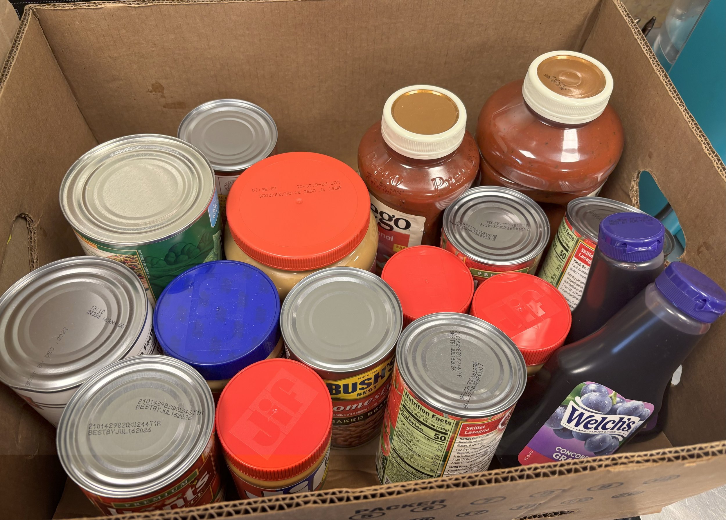 A few of the donated items from Marian Catholic High School to kick start our Nonperishable Fundraiser