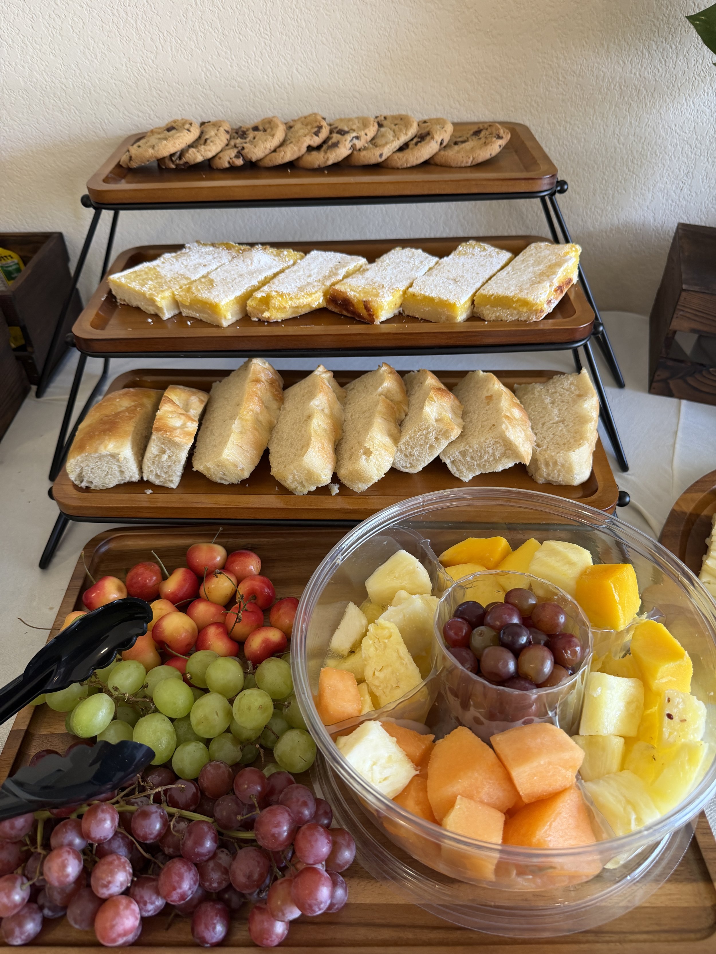 Homemade Snacks and fruit. Focaccia Bread baked the day of shoot