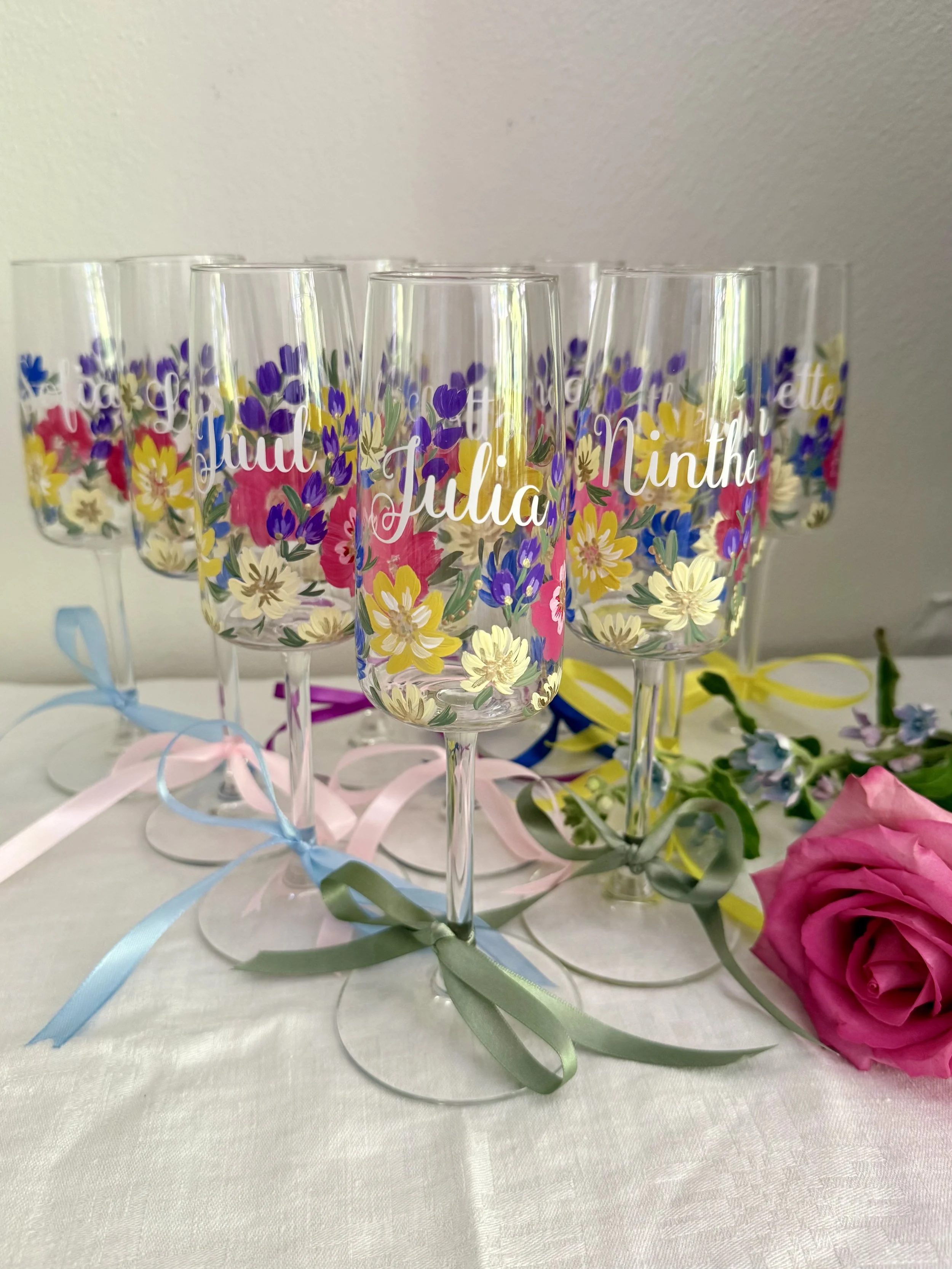 Handgeschilderde Champagne Flutes