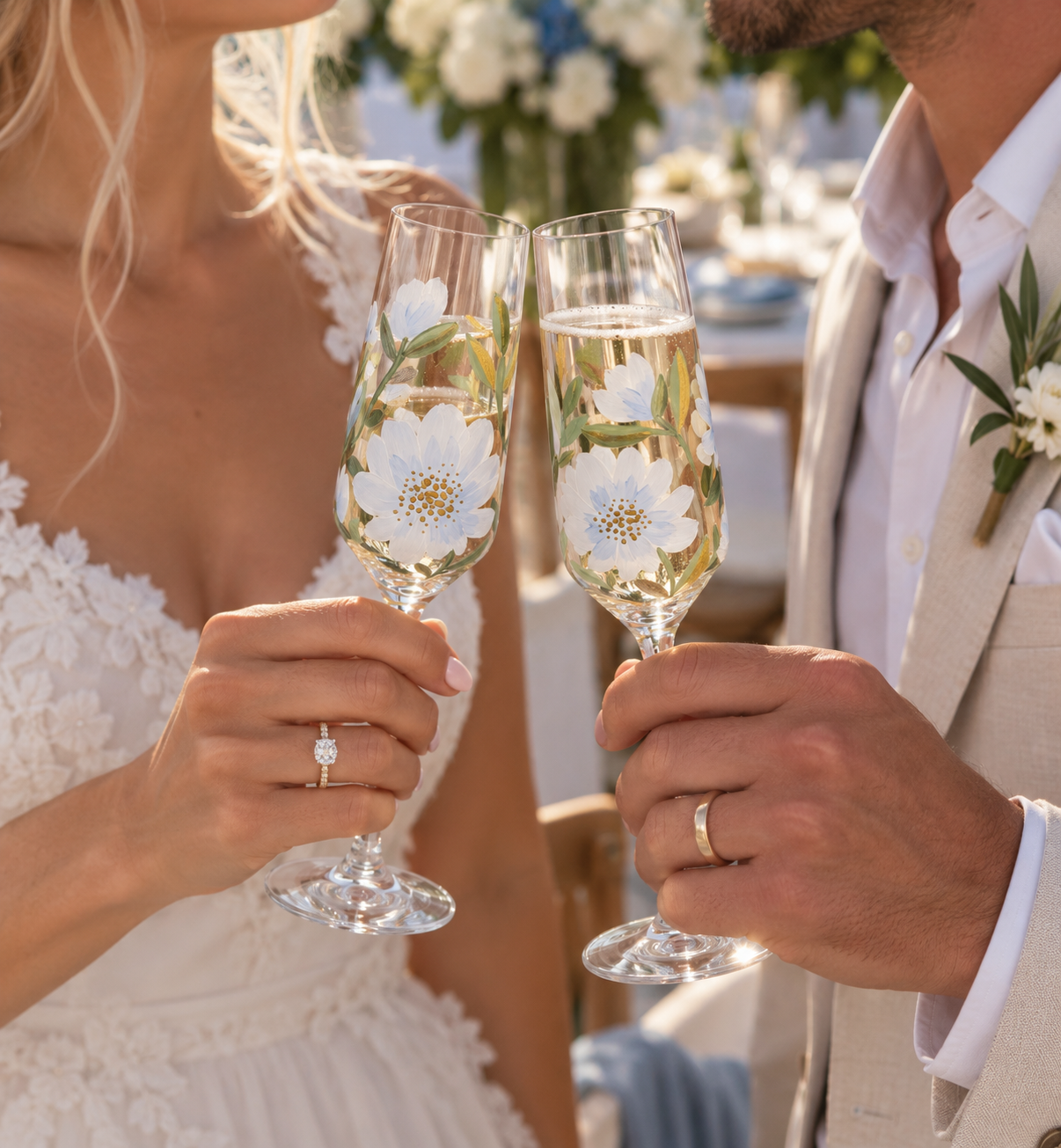 Handgeschilderde Champagne Flutes