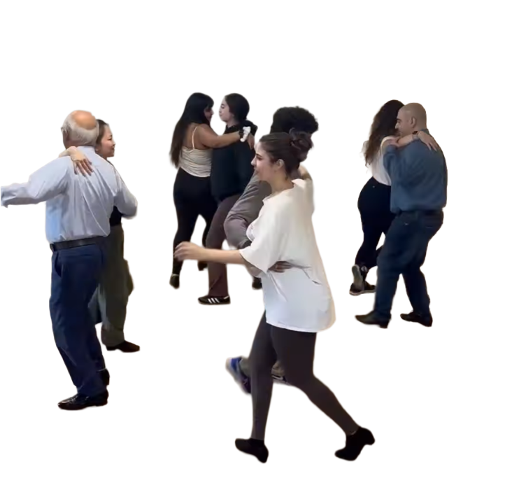 Students learning dance