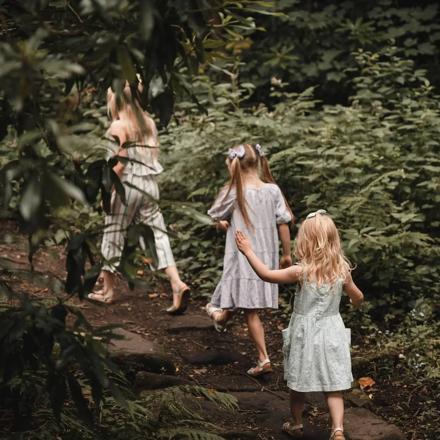 Charis, Thalia and Finola going on an adventure, discovering a fairy garden and making up stories along the way. No posing, no rushing - just sisters having fun. 🧚🏼&zwj;♀️🪄🌿