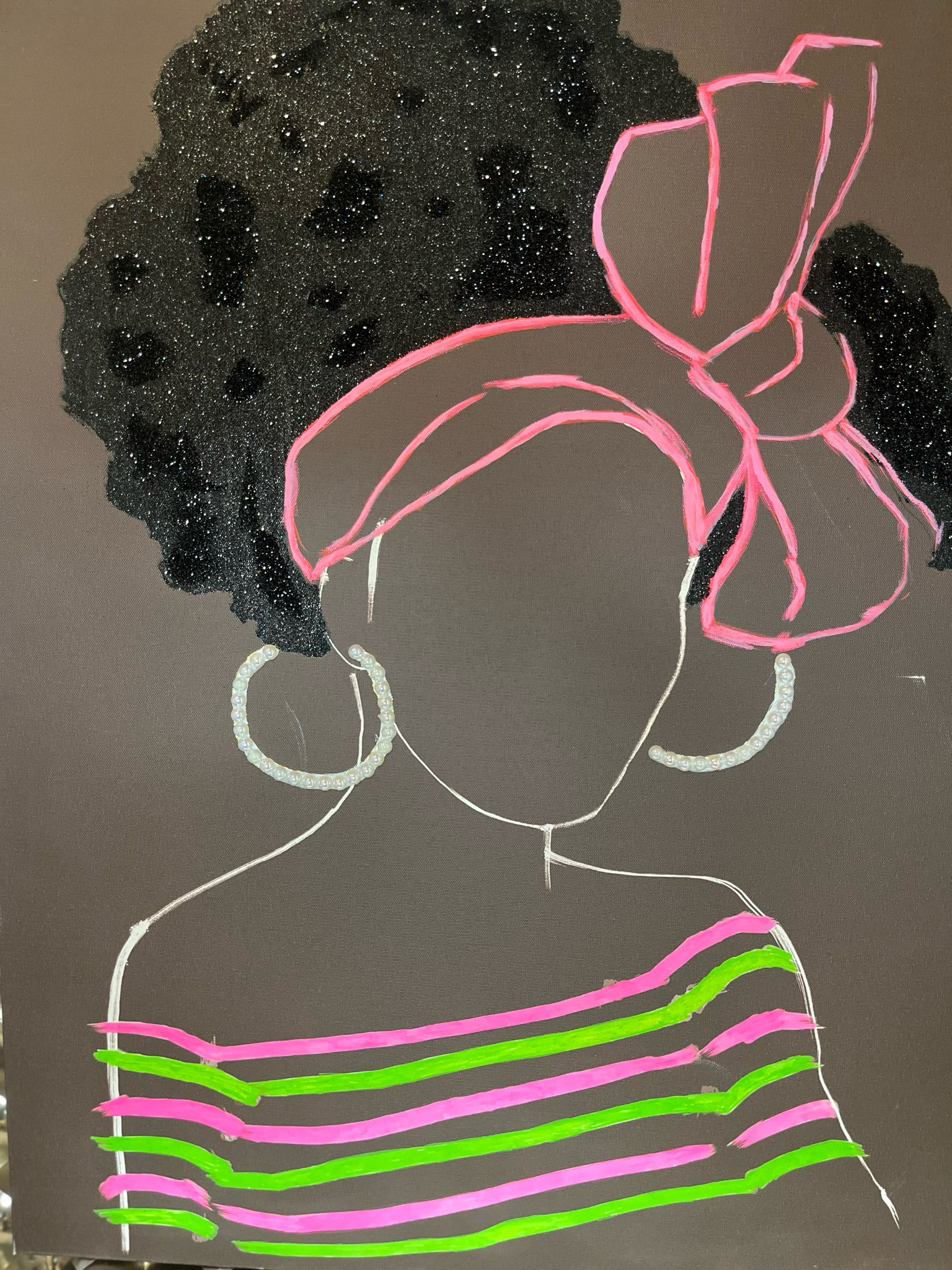 Star-Bling About Face Pink and Green Painting