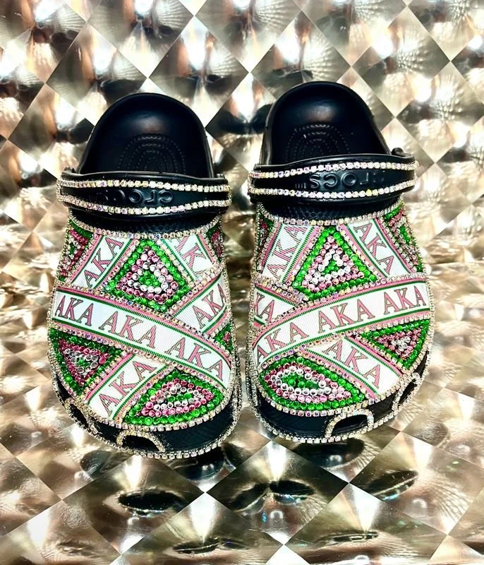 Black "Cris Cross" Rhinestone Crocs