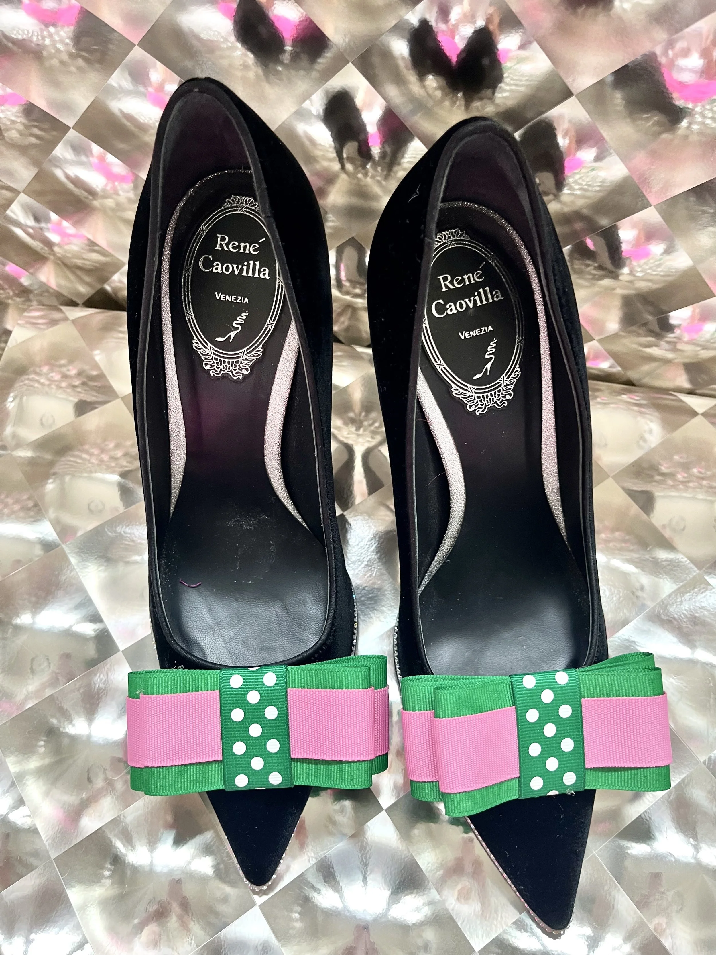 Rene Caovilla Velvet Shoe Bows