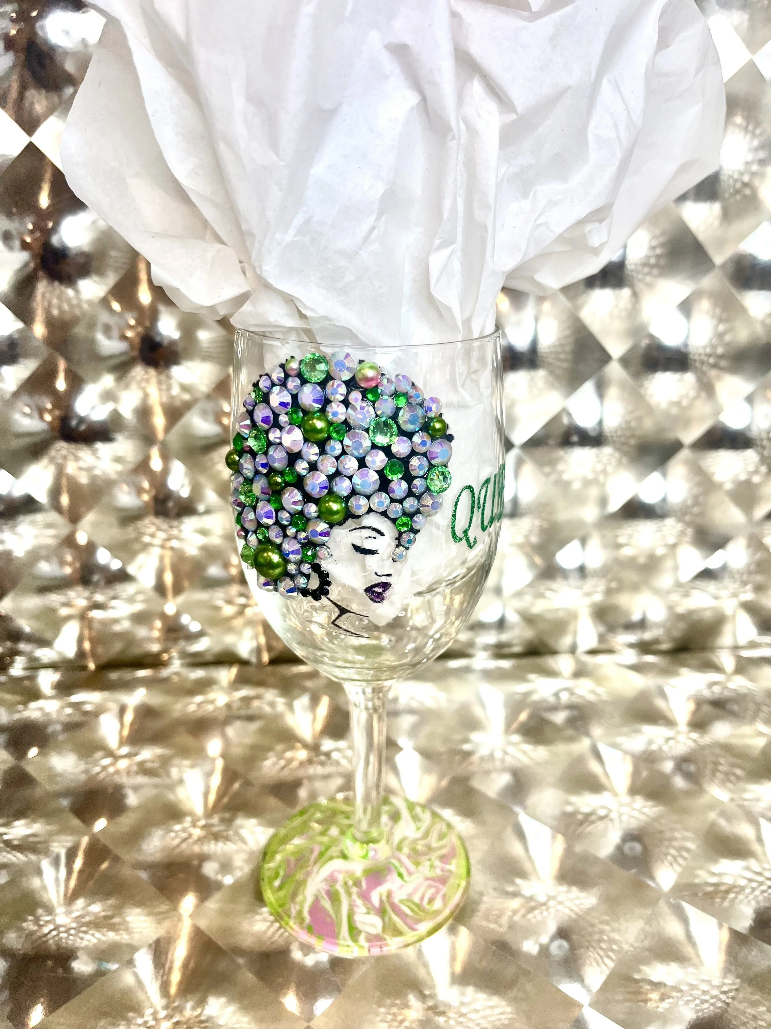 Afro Queen Wine Glass