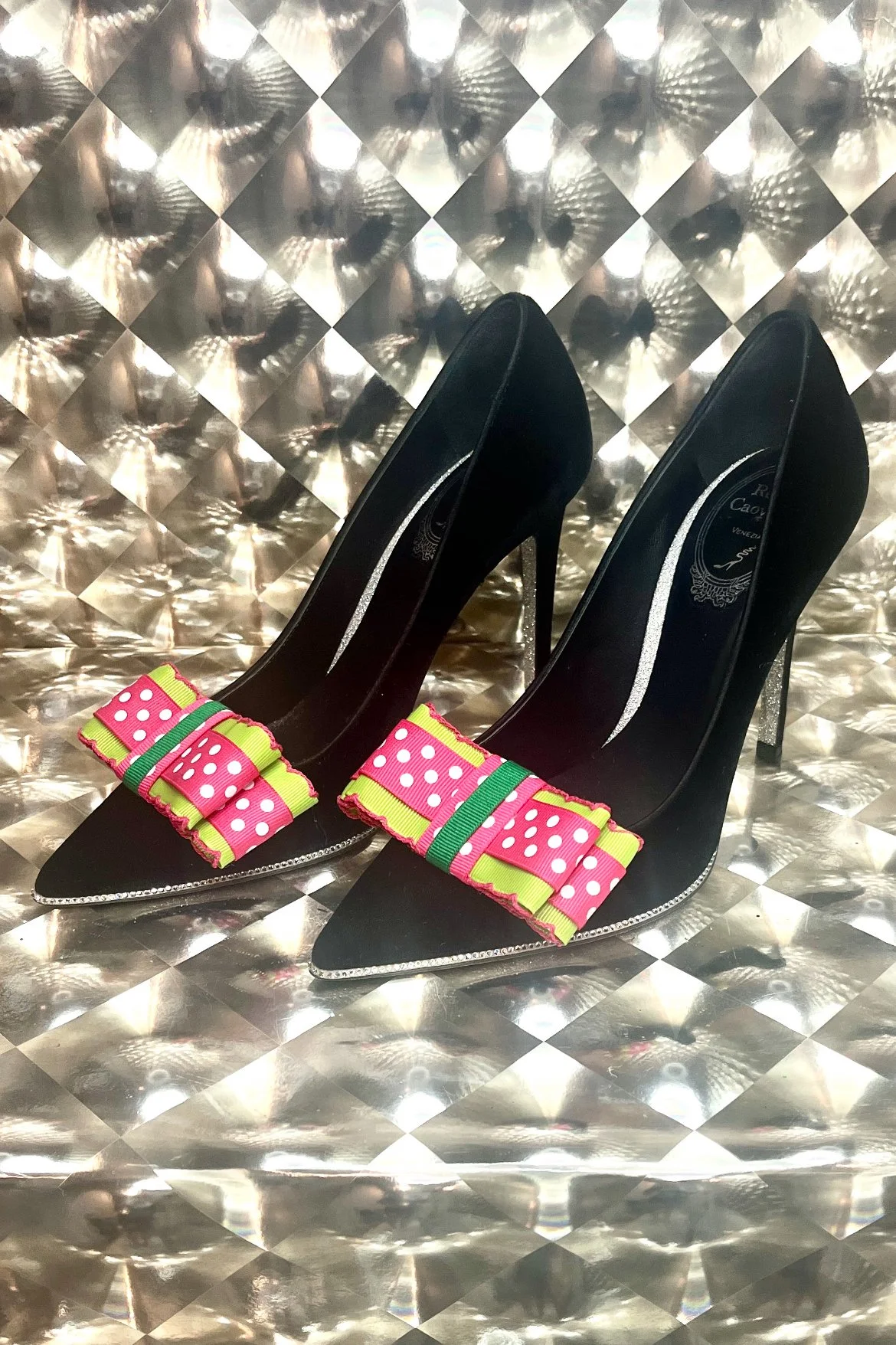 Chic Polka Shoe Bows Stiletto