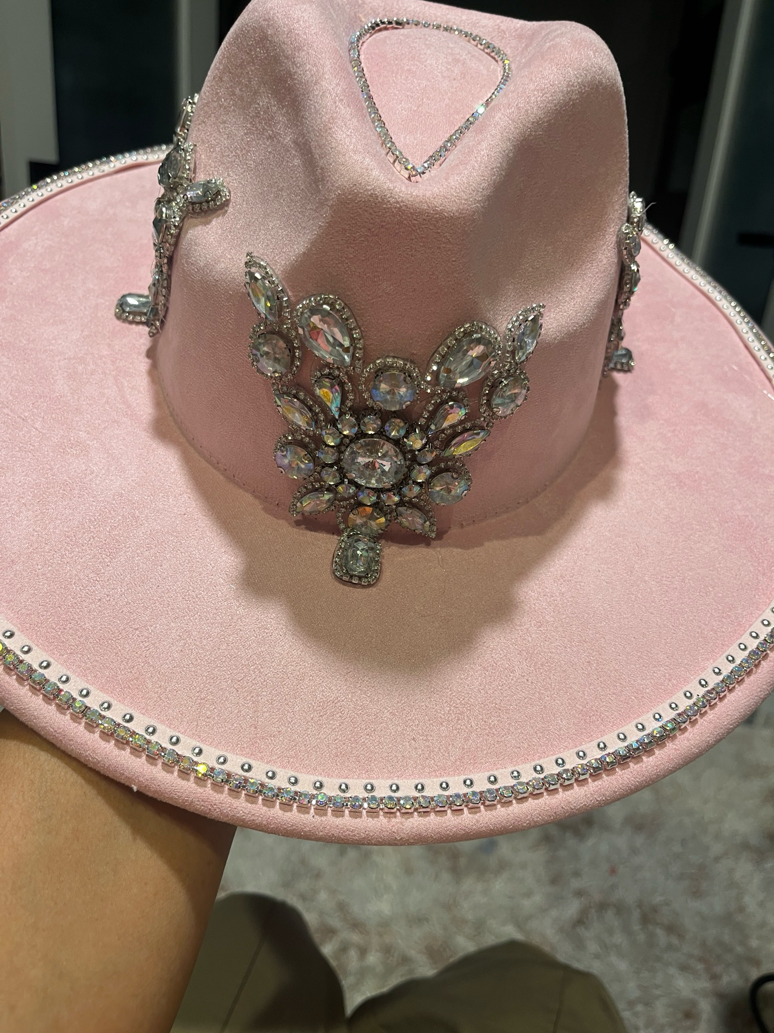 Luxurious Pink Crystal Hat