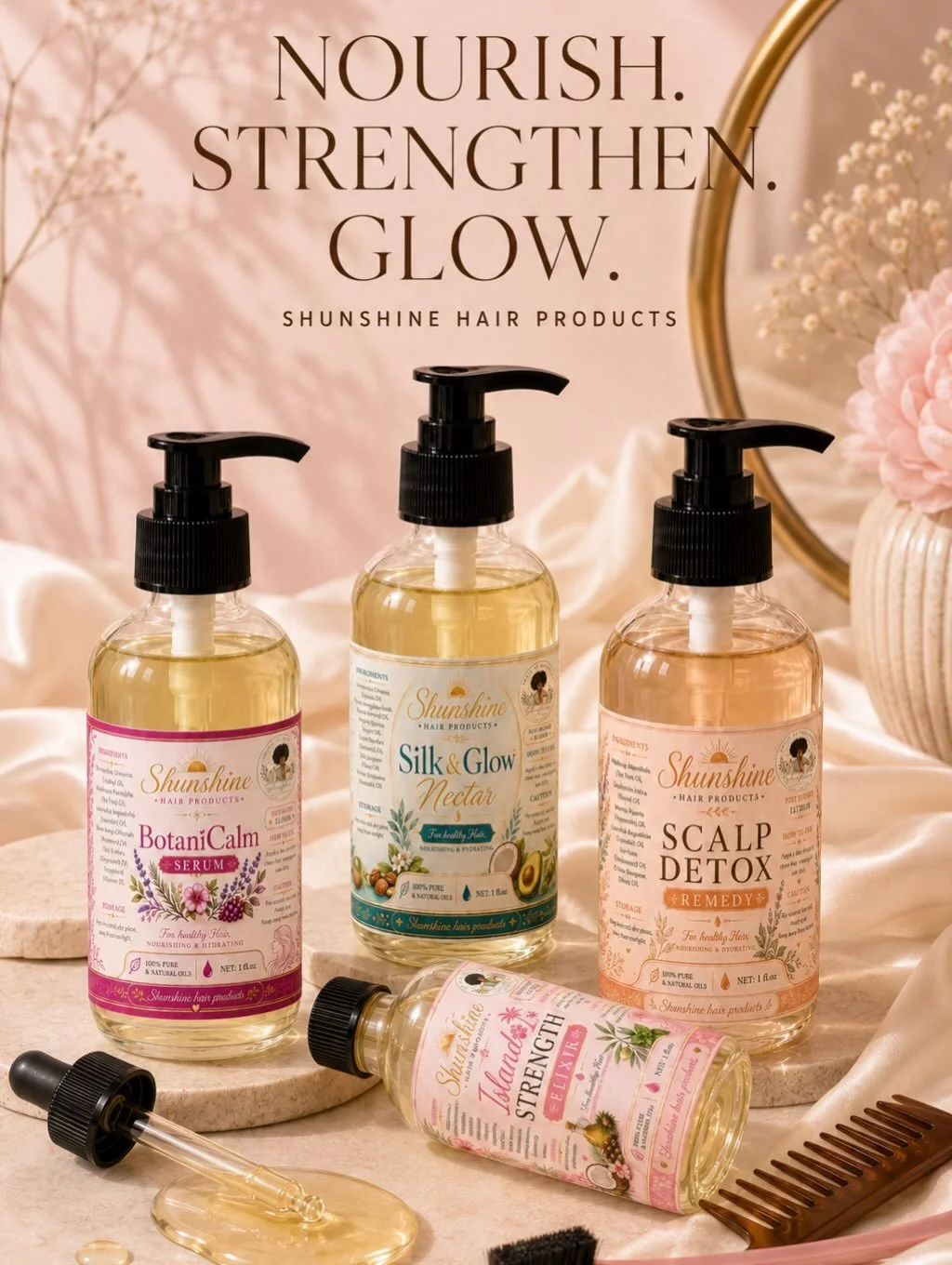 Nourish. Strengthen. Glow. ✨

From scalp care to finishing shine, Shunshine Hair Products has something for every step of your routine. Give your crown the care it deserves.

#Shunshine #HairCareProducts #ScalpOil #HealthyRoots #hairgrowthjourney