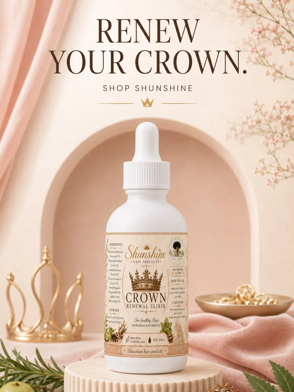 Your crown deserves the royal treatment. 👑✨

Crown Renewal Elixir is a nourishing blend of natural oils created to moisturize the scalp, soften your strands, and leave your hair looking healthy and radiant.

Massage a few drops into your scalp and r