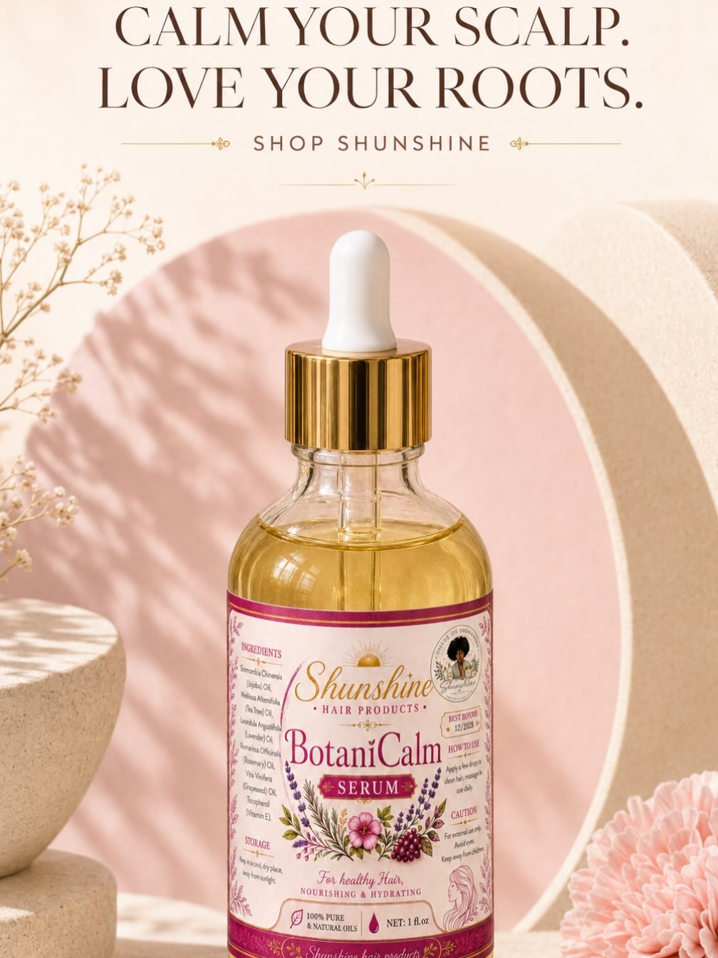 Calm your scalp and show your roots a little extra love. 🌿💗

BotaniCalm Serum is a soothing blend of botanical oils created to nourish and hydrate your scalp while leaving your hair soft, glossy, and beautifully cared for.

Massage a few drops into