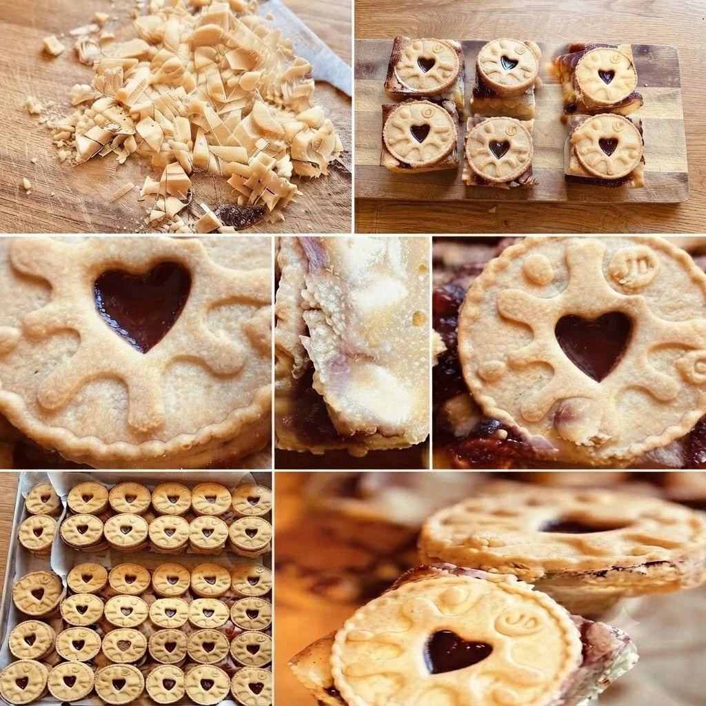 Decadent Jammy Dodger traybake topped with sweet jam and heart-shaped cookie cut-outs. Handcrafted luxury treats designed for sweet indulgence.