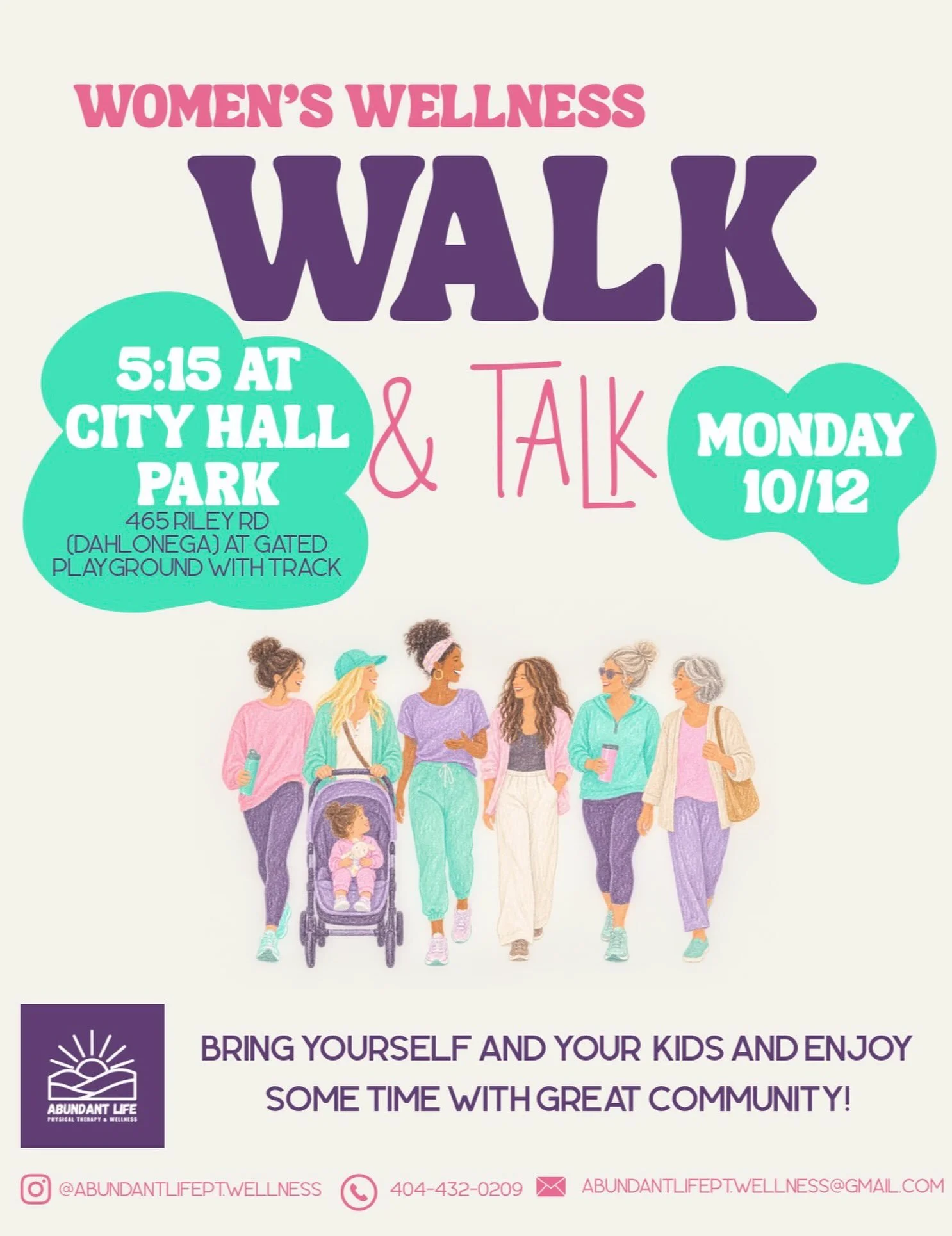 Come join this Monday!!! We&rsquo;ll meet at the picnic tables and then get to walking!! Kiddos are welcome. We&rsquo;re meeting at City Hall Park in Dahlonega with a track and gated playground. Last chance to share this to your story and tag two fri
