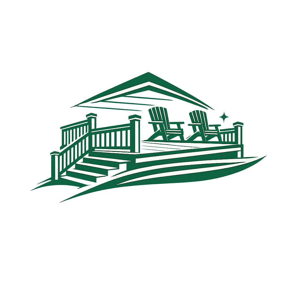 Custom wood deck built by Modern Edge Builders featuring a covered outdoor living space for a residential home in Western North Carolina.