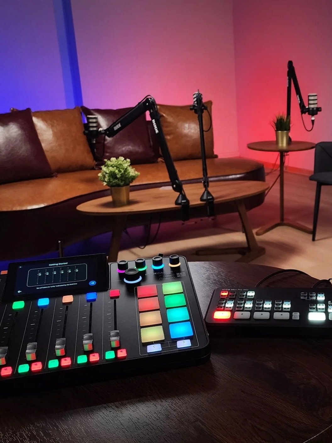 Gratias Studio podcast setup for The Future Academy podcast shoot