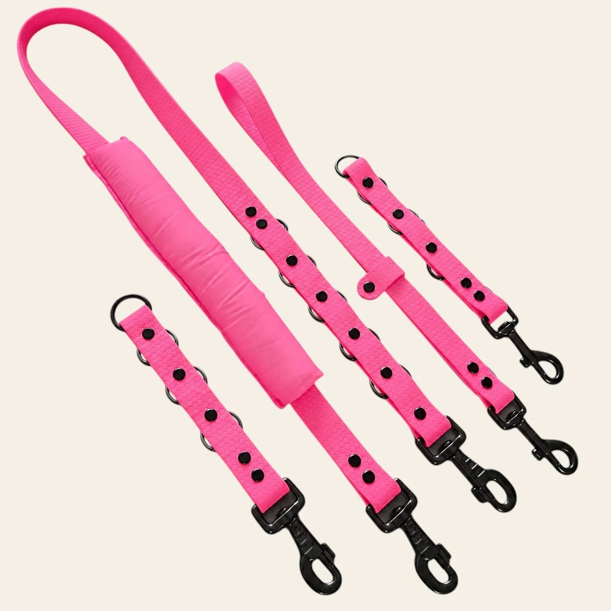 Pink dog grooming straps, belly strap, neck strap, grooming noose, extenders, groomers helper