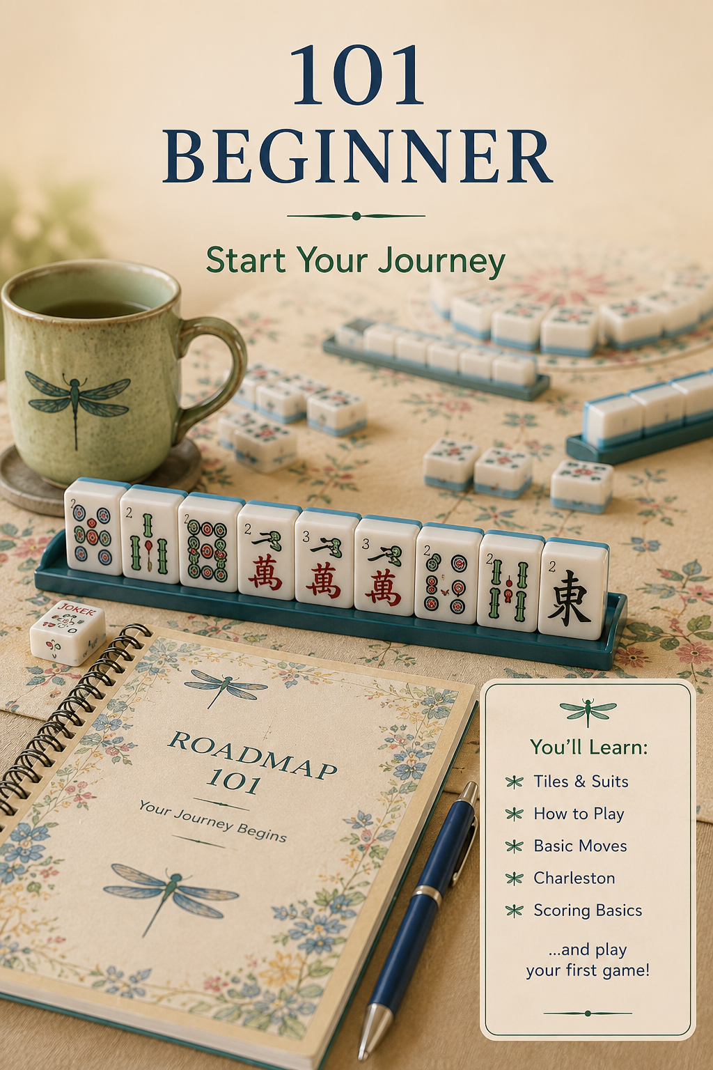 Mahjong 101 beginner workbook and learning materials for American Mahjong by Mahjong Awaits™.
