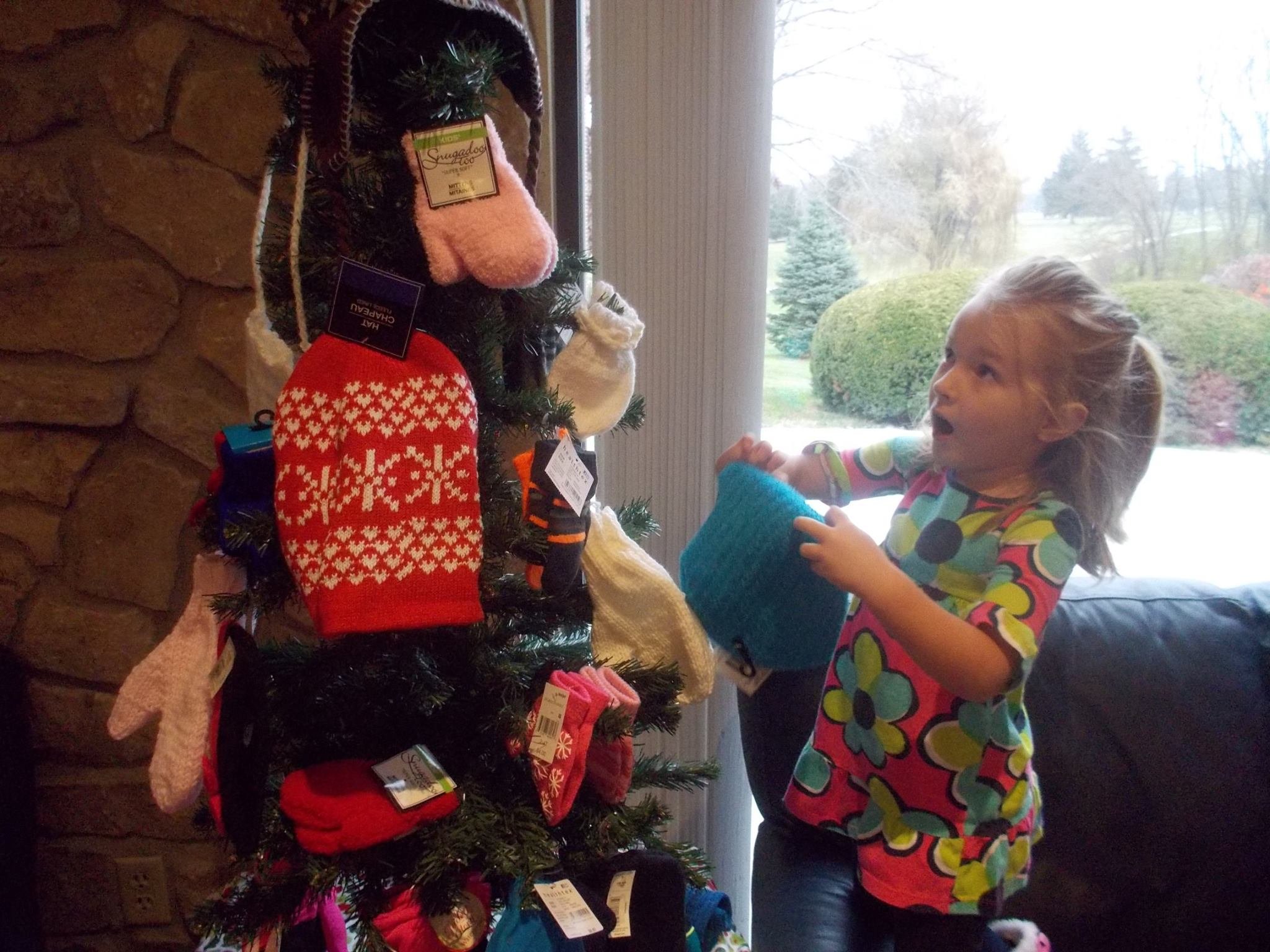 Mitten Tree:
Crocheters and Knitters spend the year creating mittens, hats, and socks which are then added to a tree in the fellowship hall for children that need to get through the winter with a little less discomfort. People also donate store bough