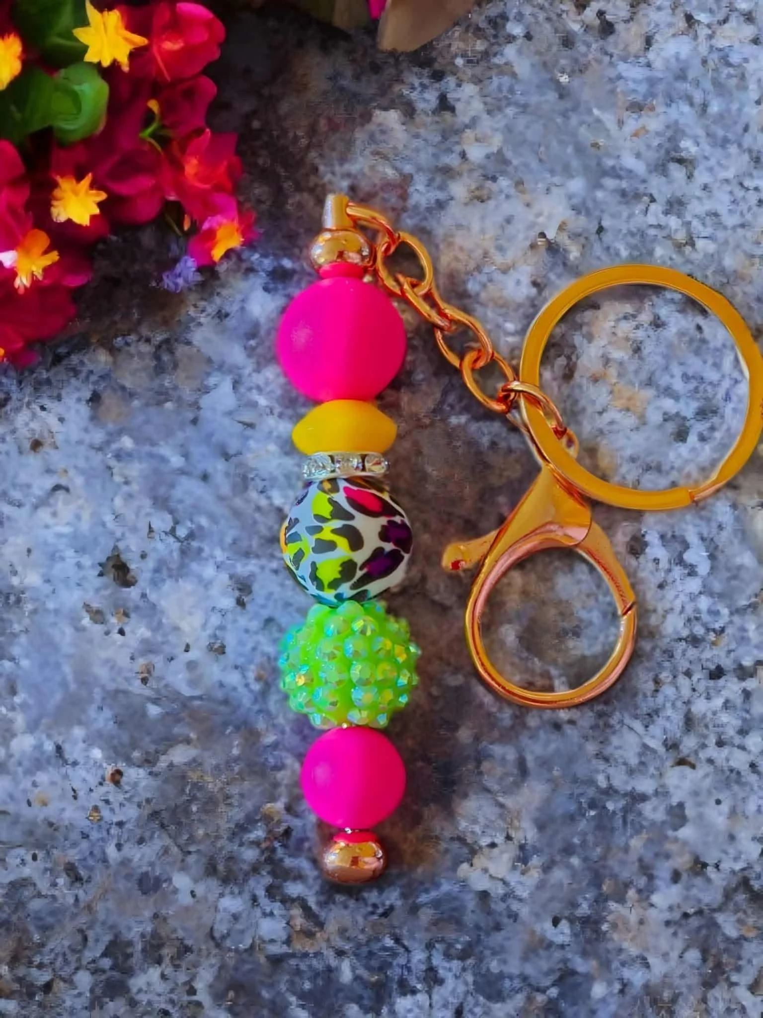 Neon Beaded Keychain