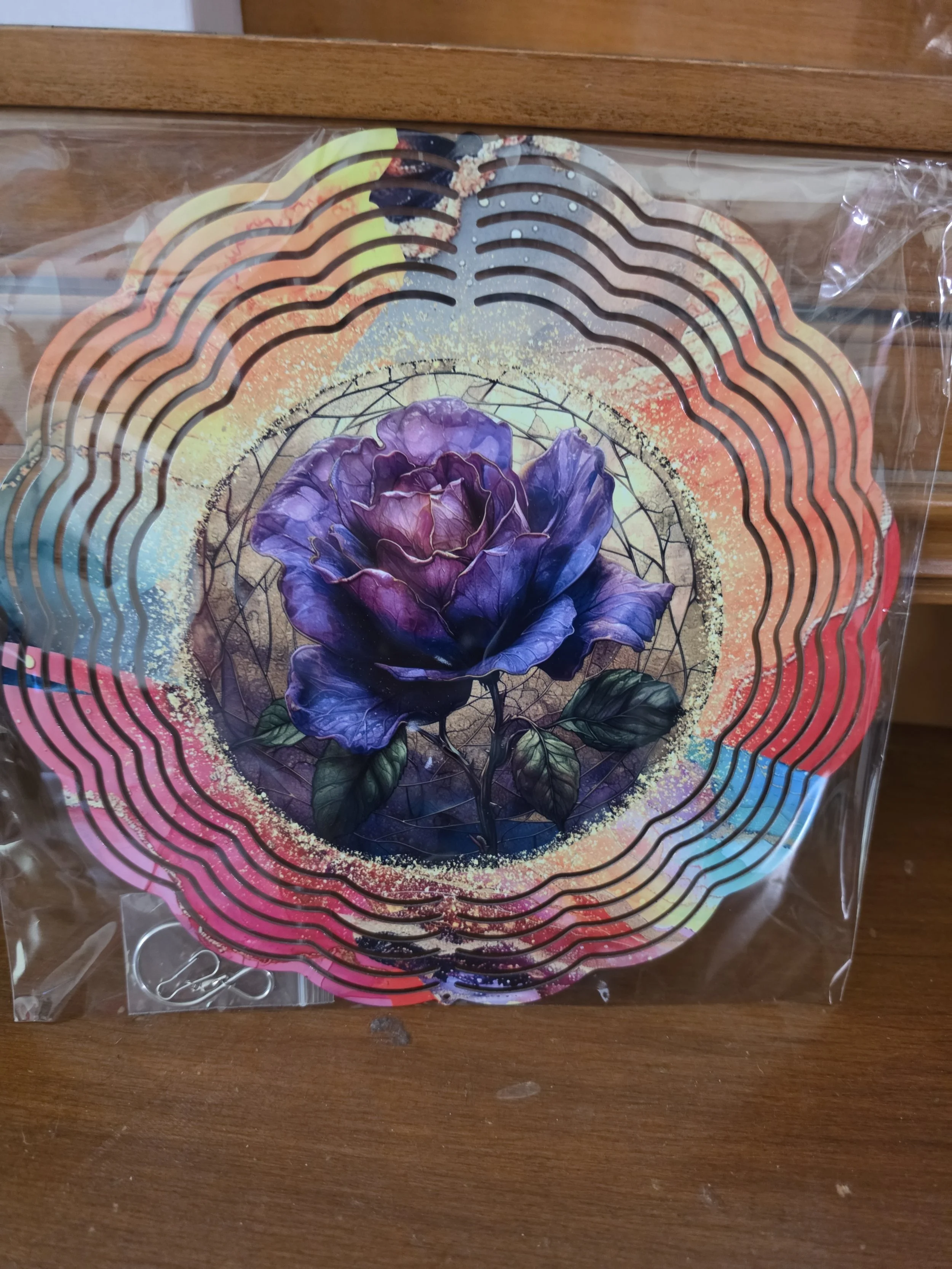 Purple Rose Metal Windspinner