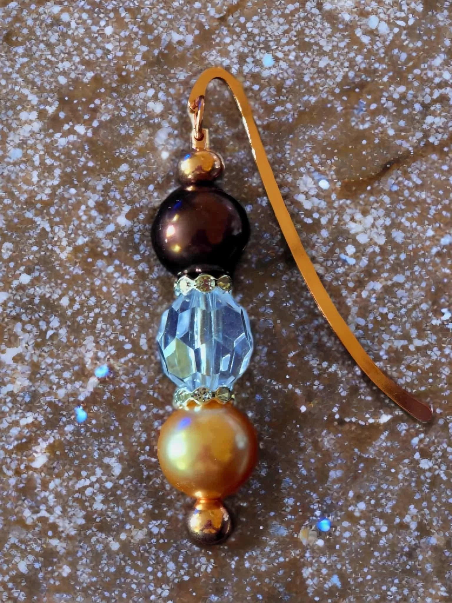 Brown & Gold Beaded Bookmark
