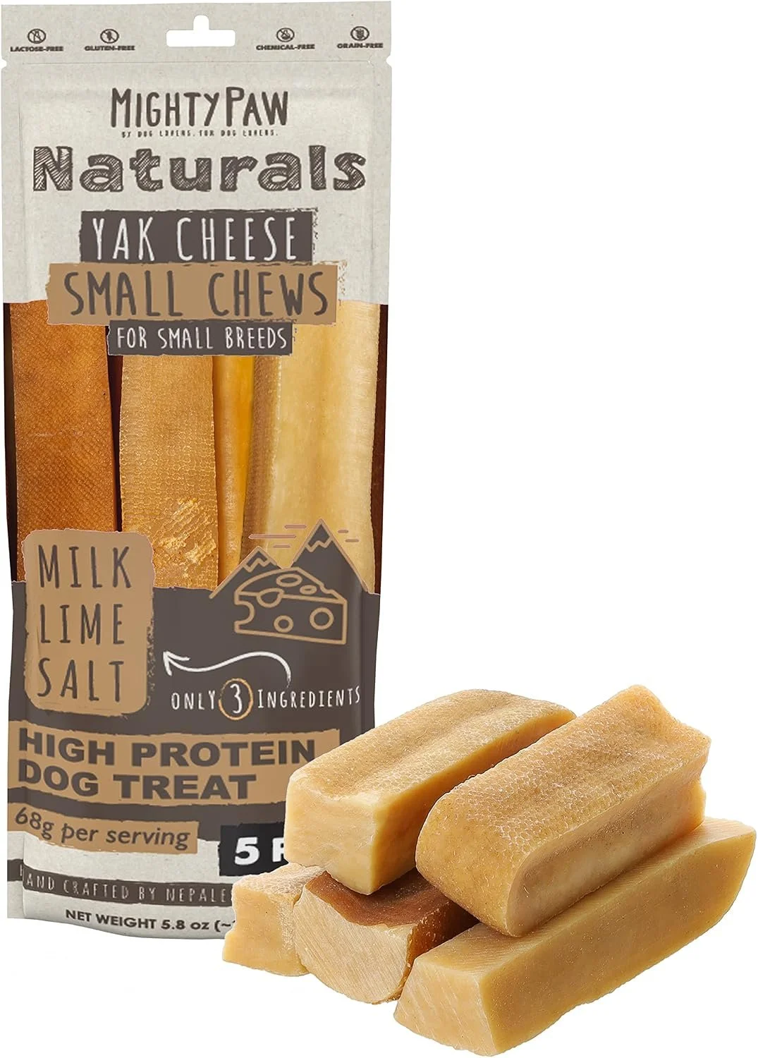 Mighty Paw Yak Cheese Chews for Dogs, Small 5 pack