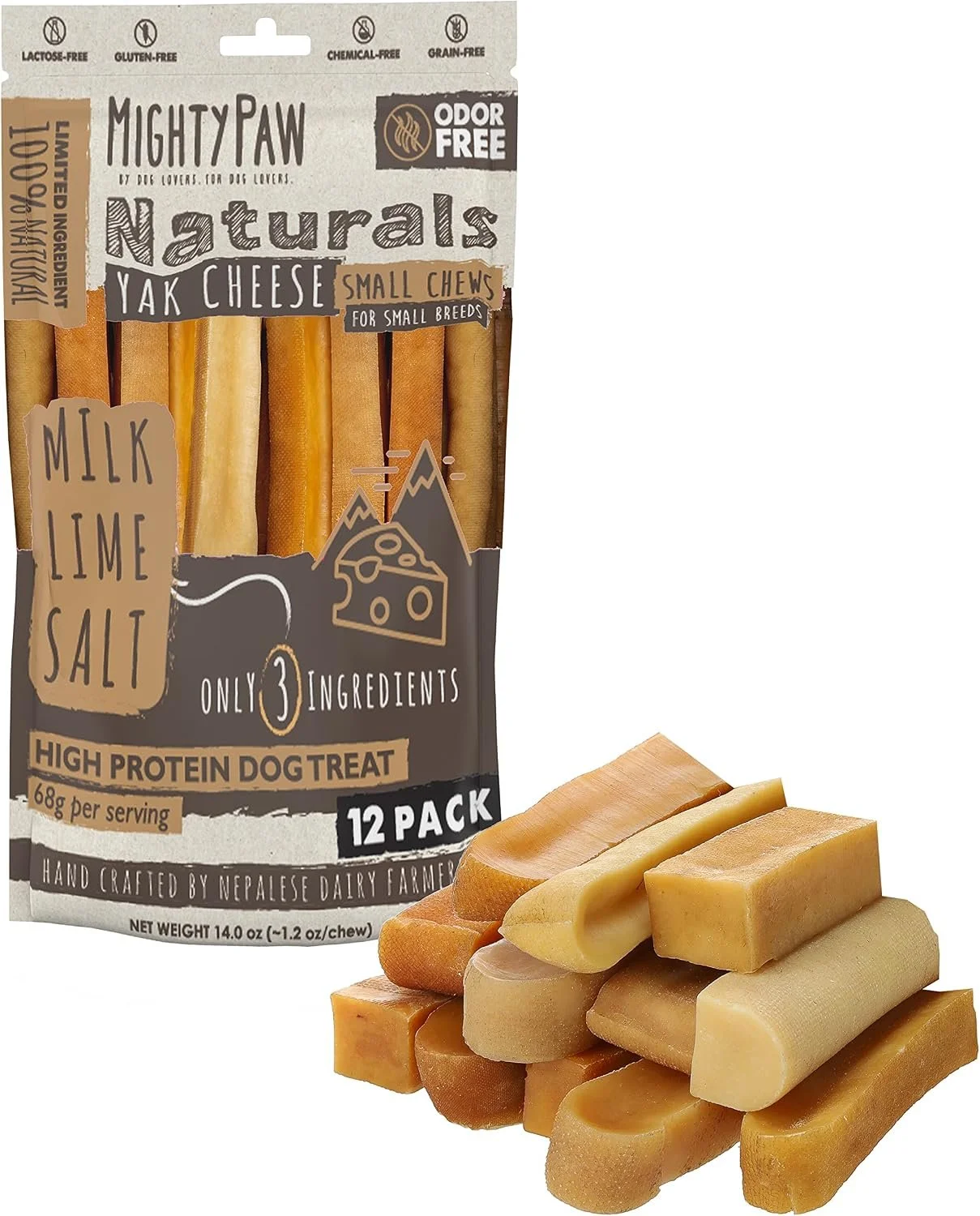 Mighty Paw Yak Cheese Dog Chews, Large 4 pack