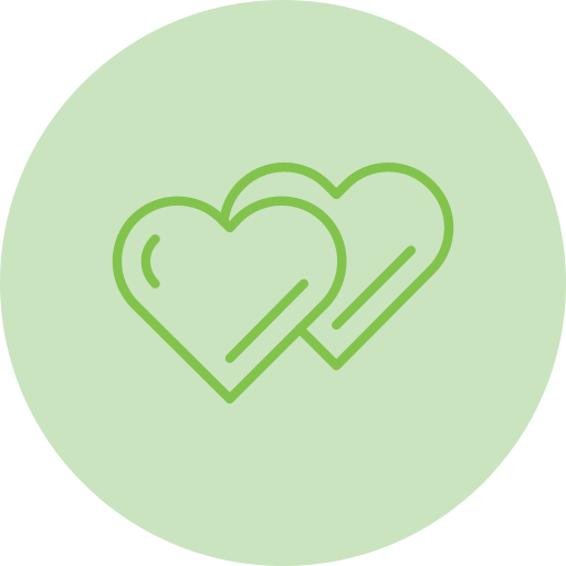 Two hearts overlapping each other, minimalist line drawing