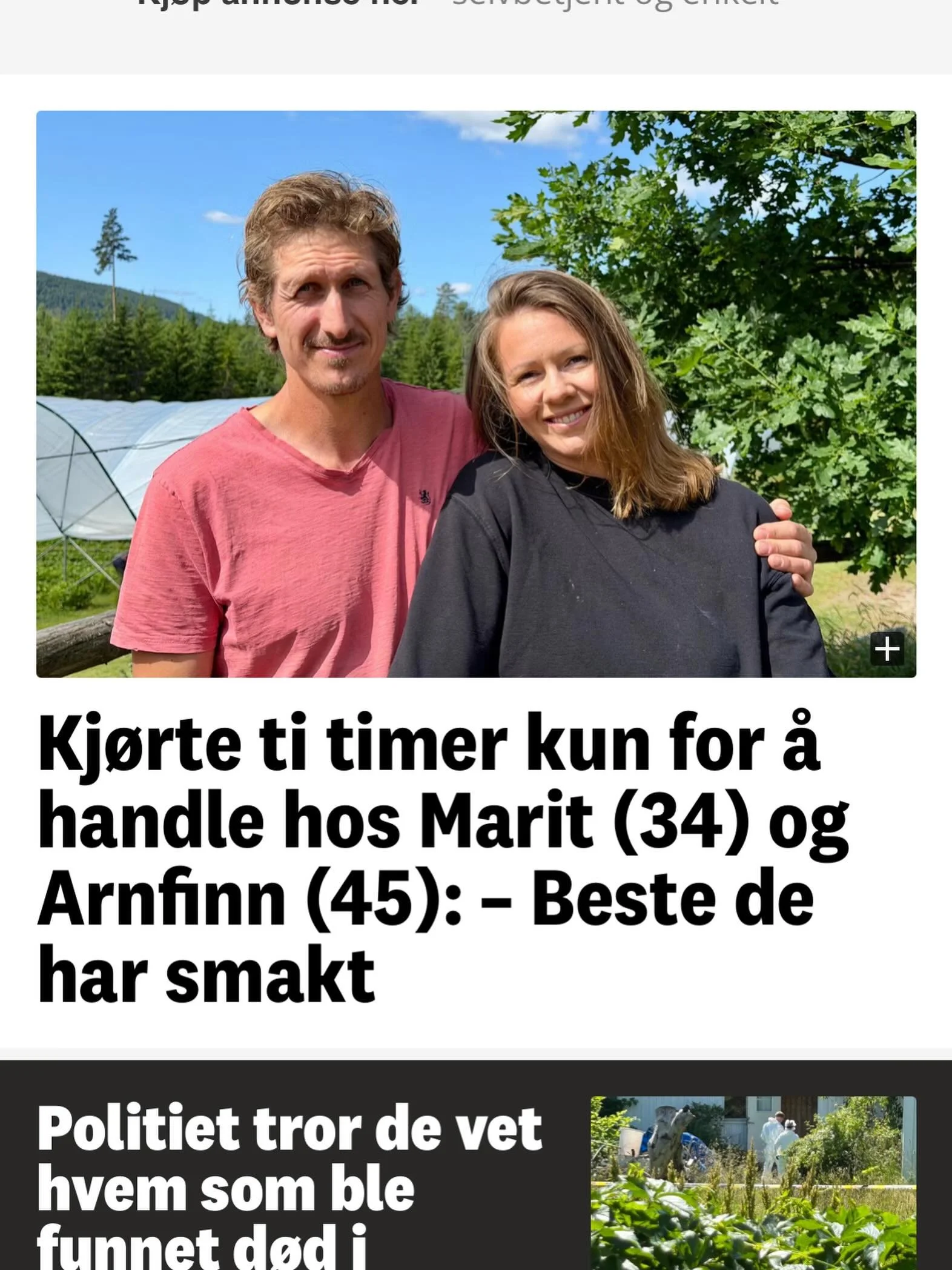 P&aring; mandag fikk vi bes&oslash;k av TA! ☺️
Takk for en fin artikkel 🌸 🍓 

 Link: https://www.ta.no/kjorte-ti-timer-kun-for-a-handle-hos-marit-34-og-arnfinn-45-beste-de-har-smakt/s/5-50-2372375