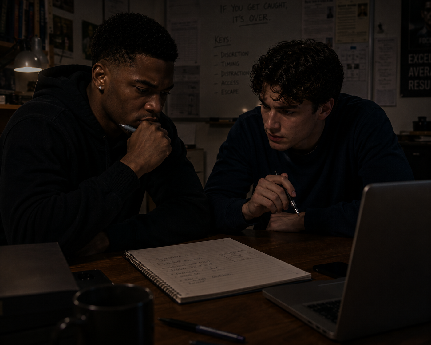 Two college students discreetly plan how to steal the SPECS after discovering the invention’s extraordinary ability.