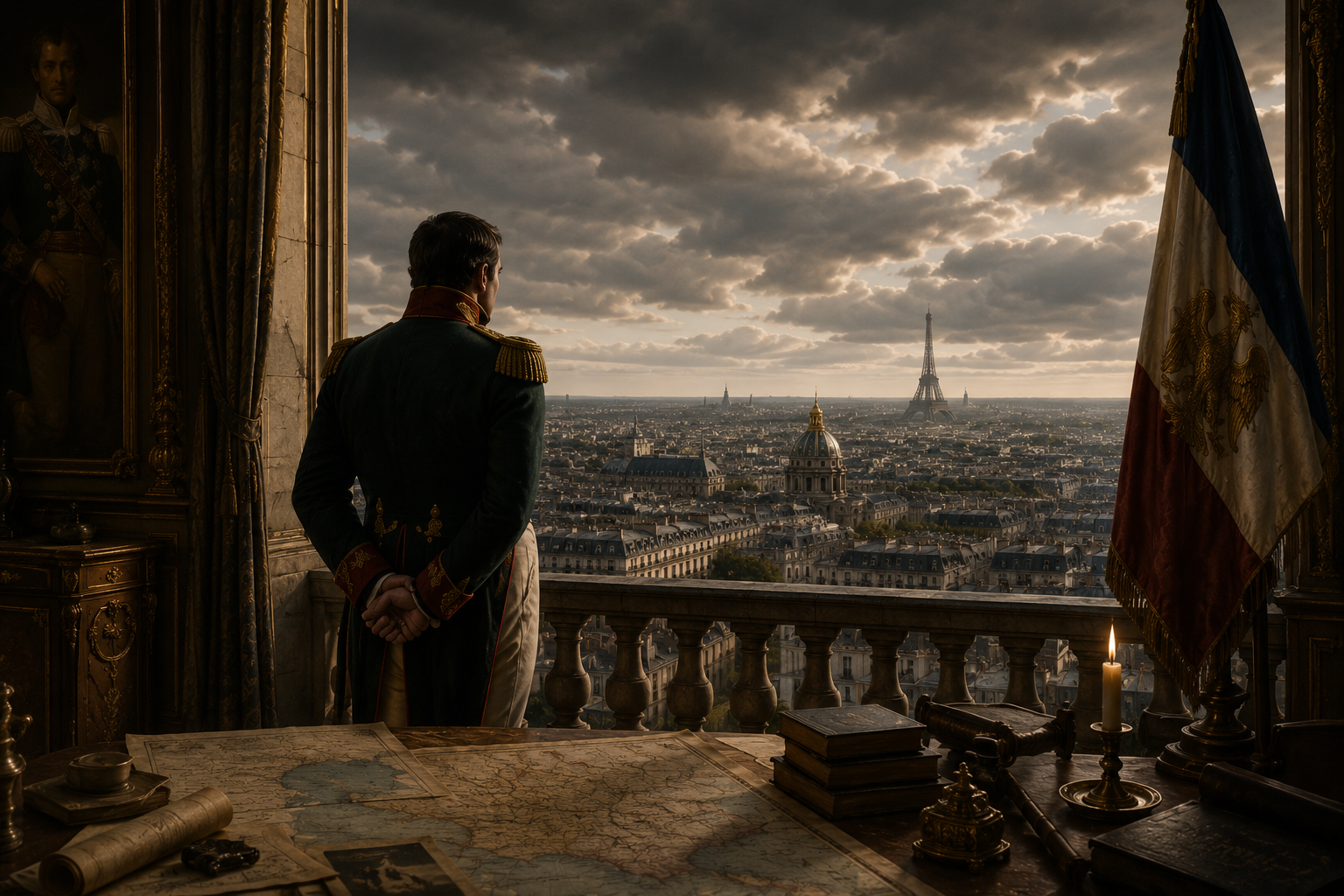 Concept artwork of Napoleon Bonaparte overlooking Paris as pressures mount across Europe and Saint-Domingue.