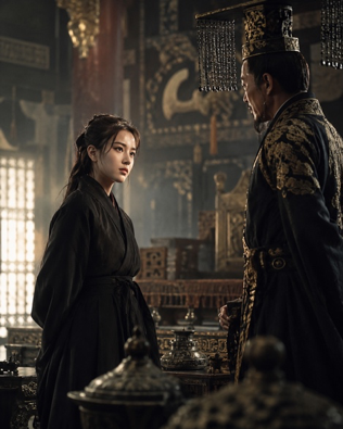 Xiao Xin confronting the Shang Emperor inside the royal palace after refusing to create a supernatural army.