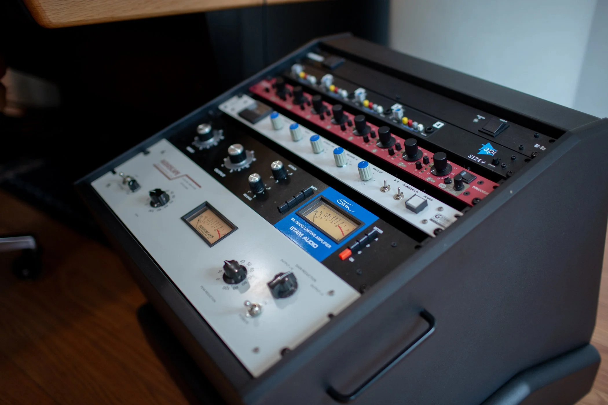 One of the several analog equipment racks at Third Coast Recording Co. Our G-Series compressor, 1176 and LA-2A are used on nearly ever tracking session. 