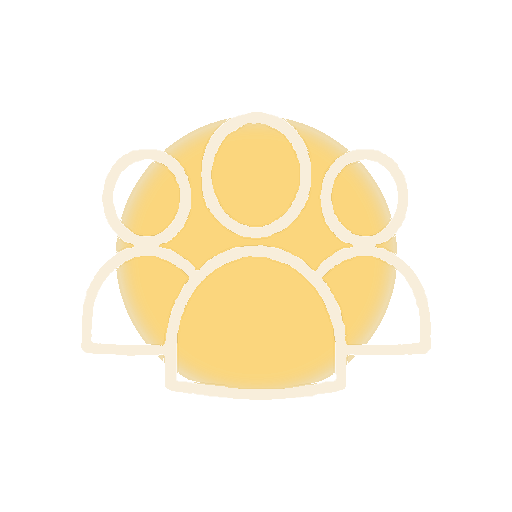 Icon of a group of five people, representing a team or community.