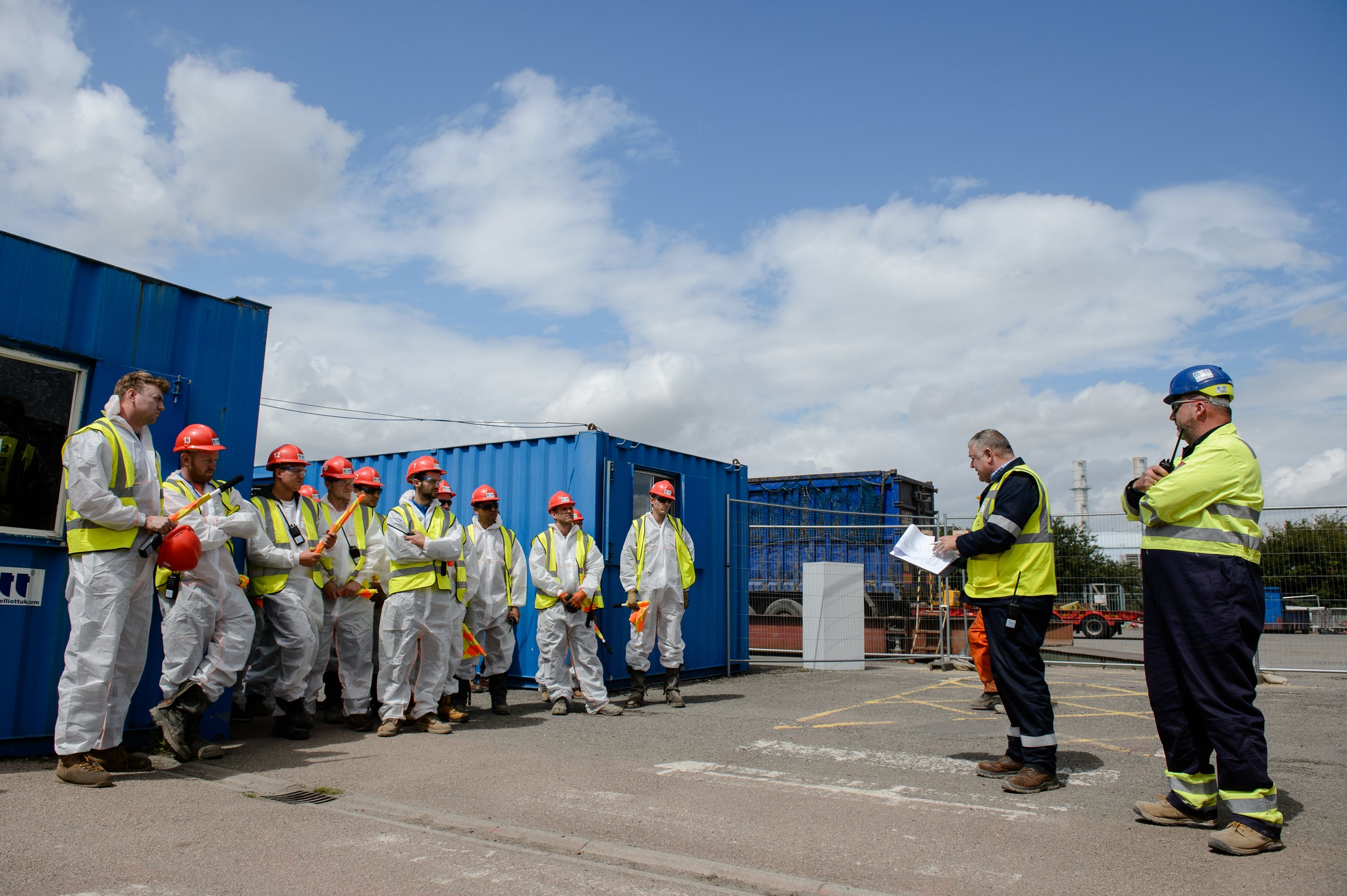 Calum Briefing sentrys before a blowdown at Kingsnorth Power Station