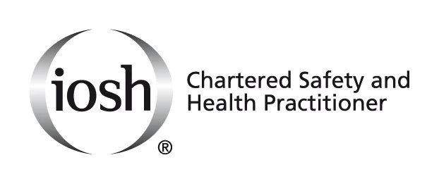 Logo for IOSH, the Institution of Occupational Health and Safety, with the text 'Chartered Safety and Health Practitioner'.