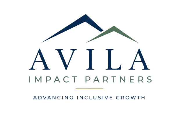Logo for Avila Impact Partners featuring stylized rooftops and text.